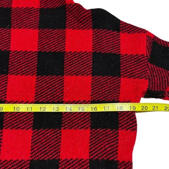 Women's Loft Buffalo Check Sweater Black/Red Size Small - Picture 5 of 6
